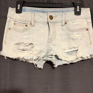 American Eagle Distressed Light Blue Denim Shorts
